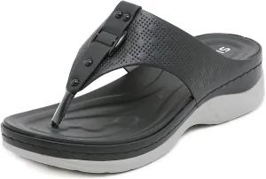 Ladies Orthopedic Wedge Flip Flop Sandals,Retro Lightweight Arch Support Beach Slippers,Outdoor Comfort Open Toe Flip Flops.