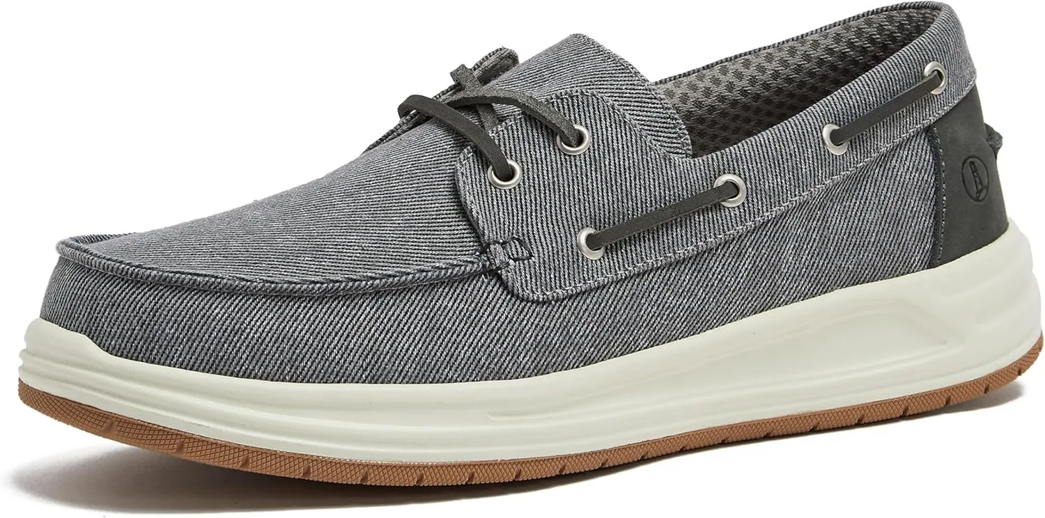 Lands' End Canvas Boat Shoes Men, Deck Shoes Mens Boat Shoes Slip Ons - Navy Blue, Tan Brown or Grey Mens Casual Shoes, Size 8-13
