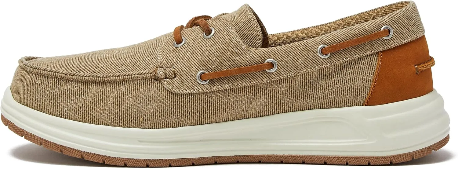 Lands' End Canvas Boat Shoes Men, Deck Shoes Mens Boat Shoes Slip Ons - Navy Blue, Tan Brown or Grey Mens Casual Shoes, Size 8-13