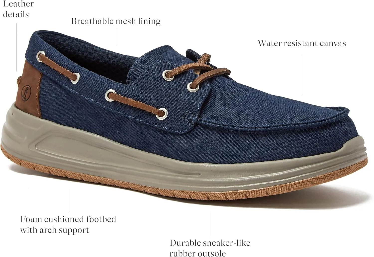 Lands' End Canvas Boat Shoes Men, Deck Shoes Mens Boat Shoes Slip Ons - Navy Blue, Tan Brown or Grey Mens Casual Shoes, Size 8-13