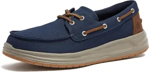 Lands' End Canvas Boat Shoes Men, Deck Shoes Mens Boat Shoes Slip Ons - Navy Blue, Tan Brown or Grey Mens Casual Shoes, Size 8-13