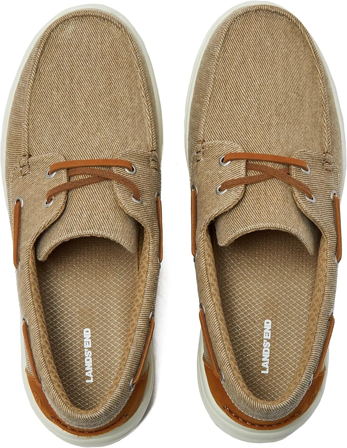 Lands' End Canvas Boat Shoes Men, Deck Shoes Mens Boat Shoes Slip Ons - Navy Blue, Tan Brown or Grey Mens Casual Shoes, Size 8-13