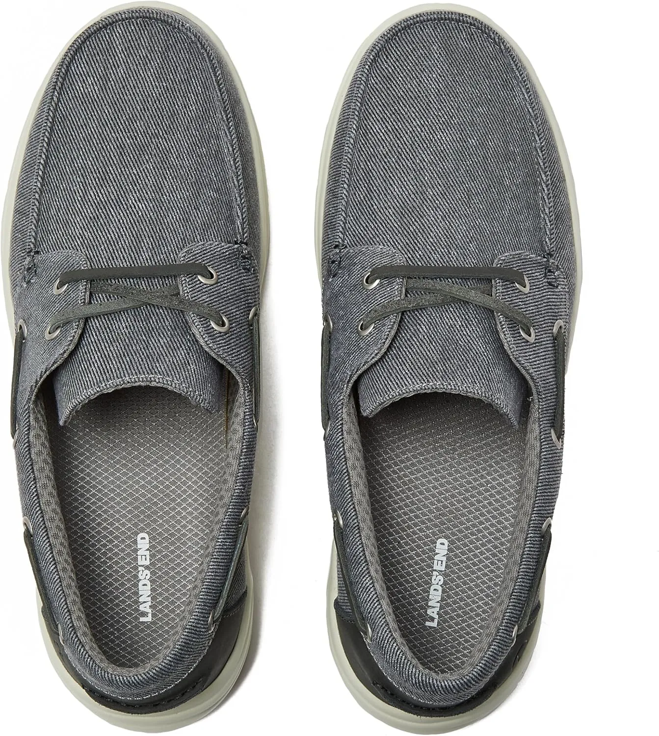 Lands' End Canvas Boat Shoes Men, Deck Shoes Mens Boat Shoes Slip Ons - Navy Blue, Tan Brown or Grey Mens Casual Shoes, Size 8-13