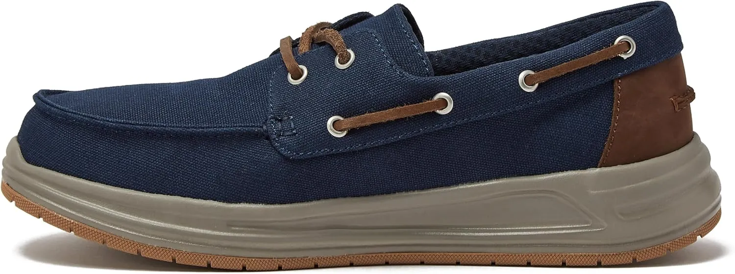 Lands' End Canvas Boat Shoes Men, Deck Shoes Mens Boat Shoes Slip Ons - Navy Blue, Tan Brown or Grey Mens Casual Shoes, Size 8-13