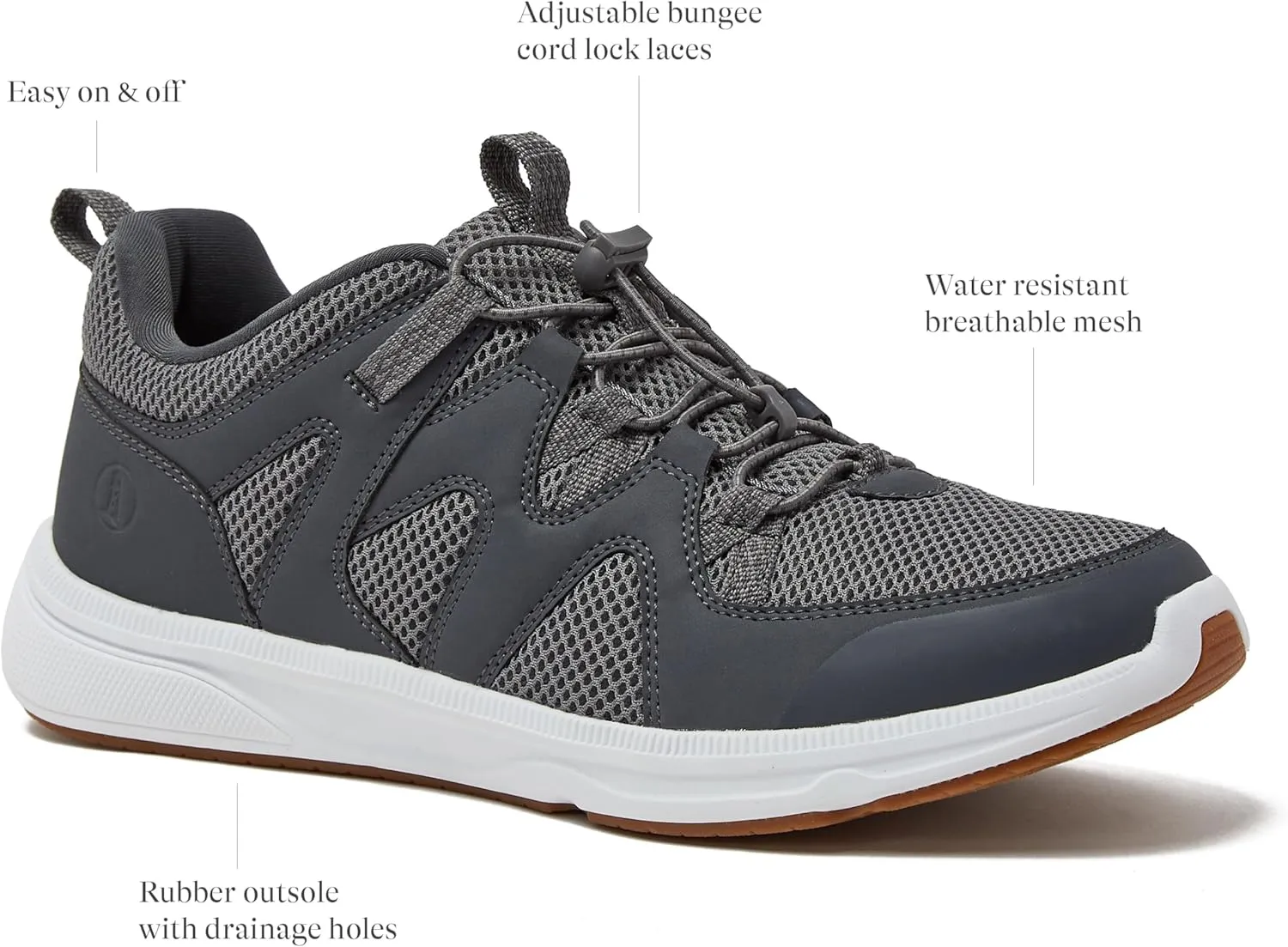 Lands' End Slip On Water Sneakers for Men, Quick Dry Mesh Sport Mens Water Shoes for Beach, Pool, Hiking or River with Drainage, Black or Grey, Size 8 to 13 Water Shoes Men