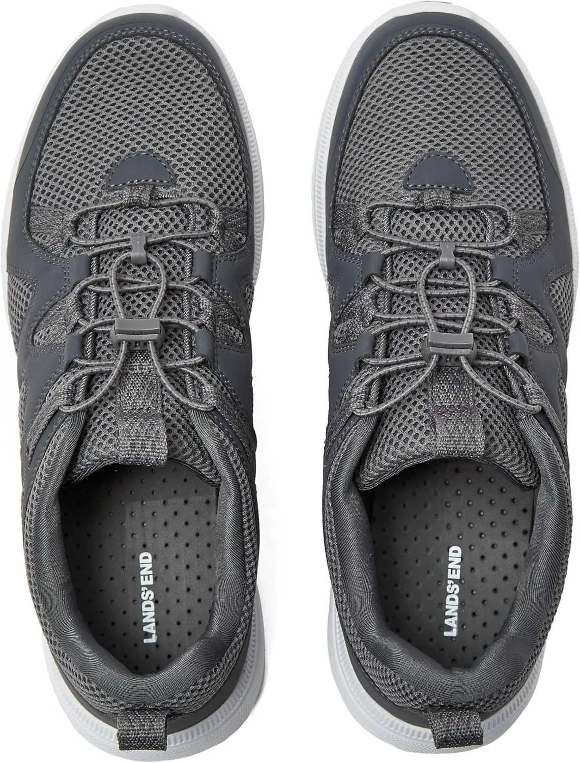 Lands' End Slip On Water Sneakers for Men, Quick Dry Mesh Sport Mens Water Shoes for Beach, Pool, Hiking or River with Drainage, Black or Grey, Size 8 to 13 Water Shoes Men