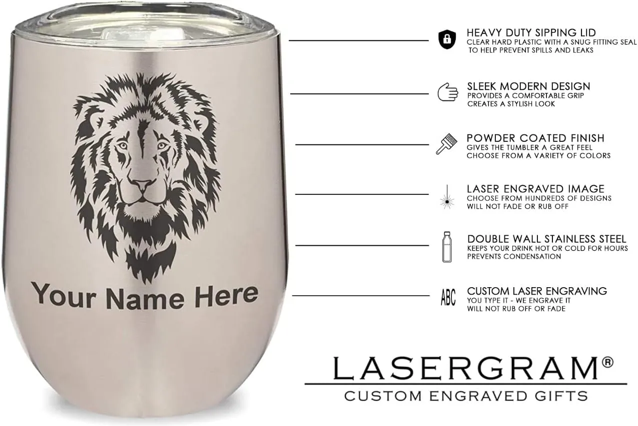LaserGram Double Wall Stainless Steel Wine Glass Tumbler, Boat Anchor, Personalized Engraving Included (Stainless Steel)