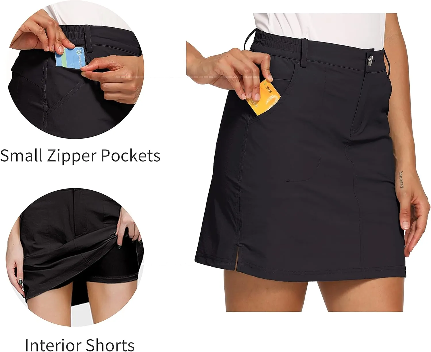 LastFor1 Women's Outdoor Skort Golf Skorts Active Athletic Skort UPF 50  Hiking Casual Skirt Quick Dry with Pockets