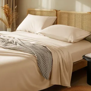 LBRO2M 1000 Thread Count 100% Egyptian Cotton Sheets Set King Size, 4 Piece Sets Bed Sheet Deep Pocket Sheet Set 16" Soft Comfortable All Season (King, Cream)