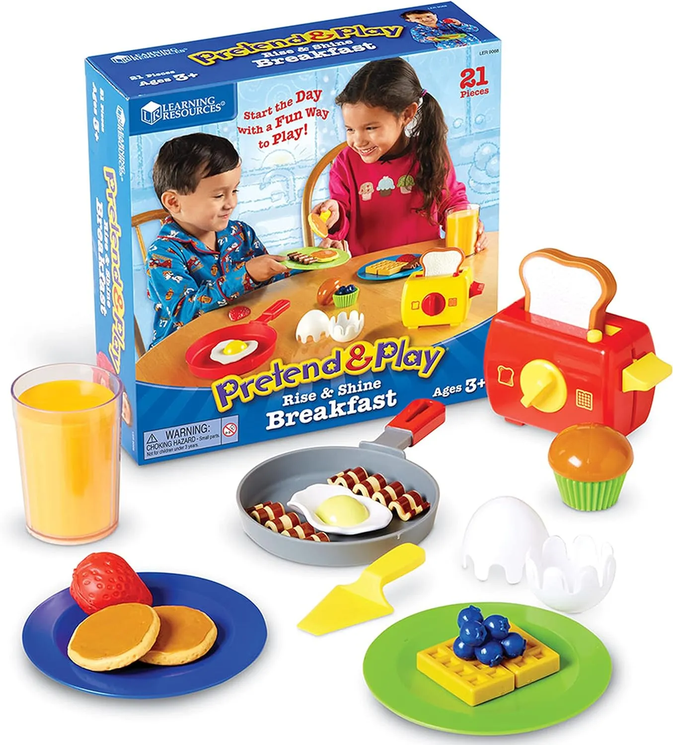 Learning Resources Pretend & Play Rise & Shine Breakfast - 21 Pieces, Ages 3  Pretend Play Food for Toddlers, Preschool Learning Toys, Kitchen Play Toys for Kids