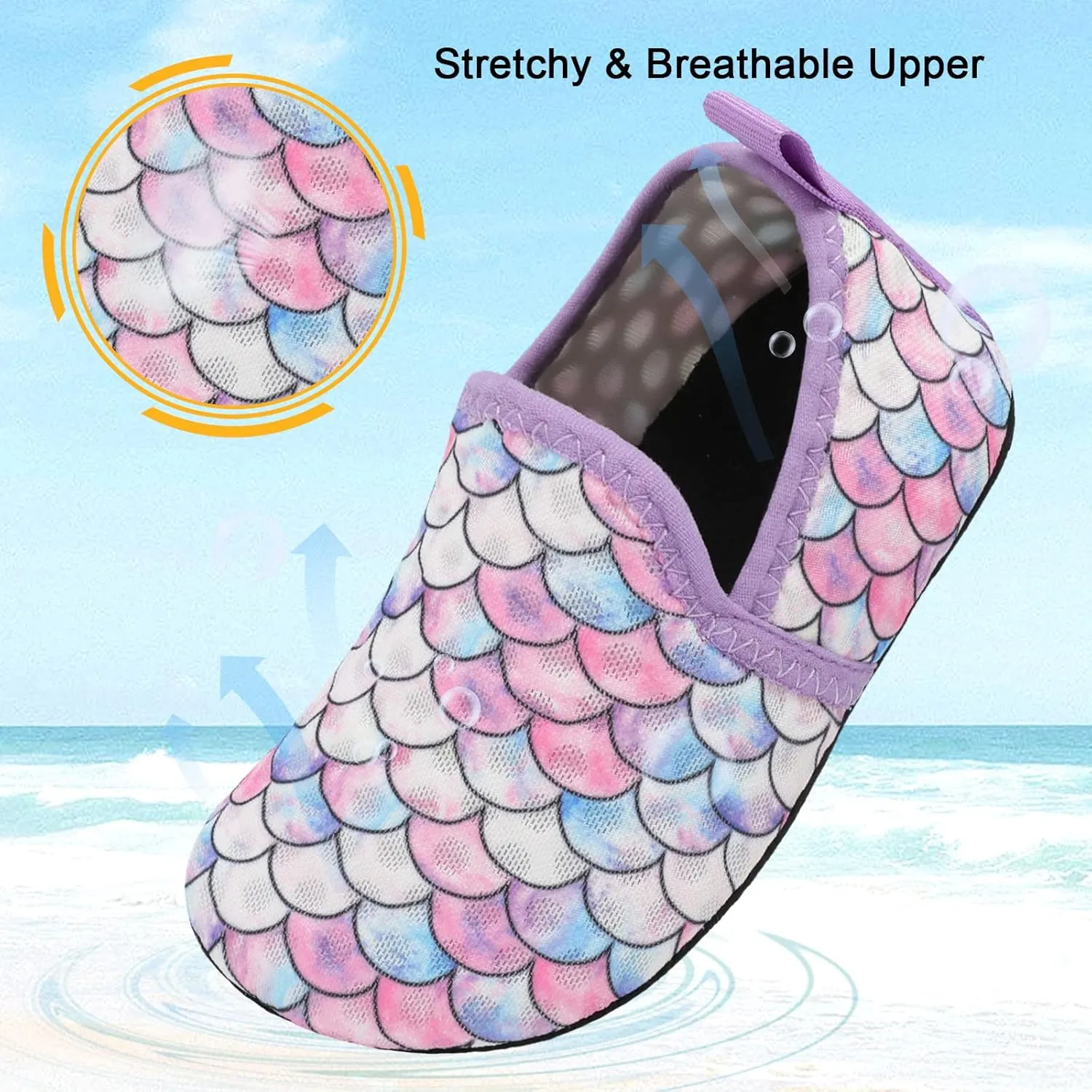 Lefflow Toddler Water Shoes Kids Quick Dry Beach Swim Socks Shoes Baby Non Slip House Slippers