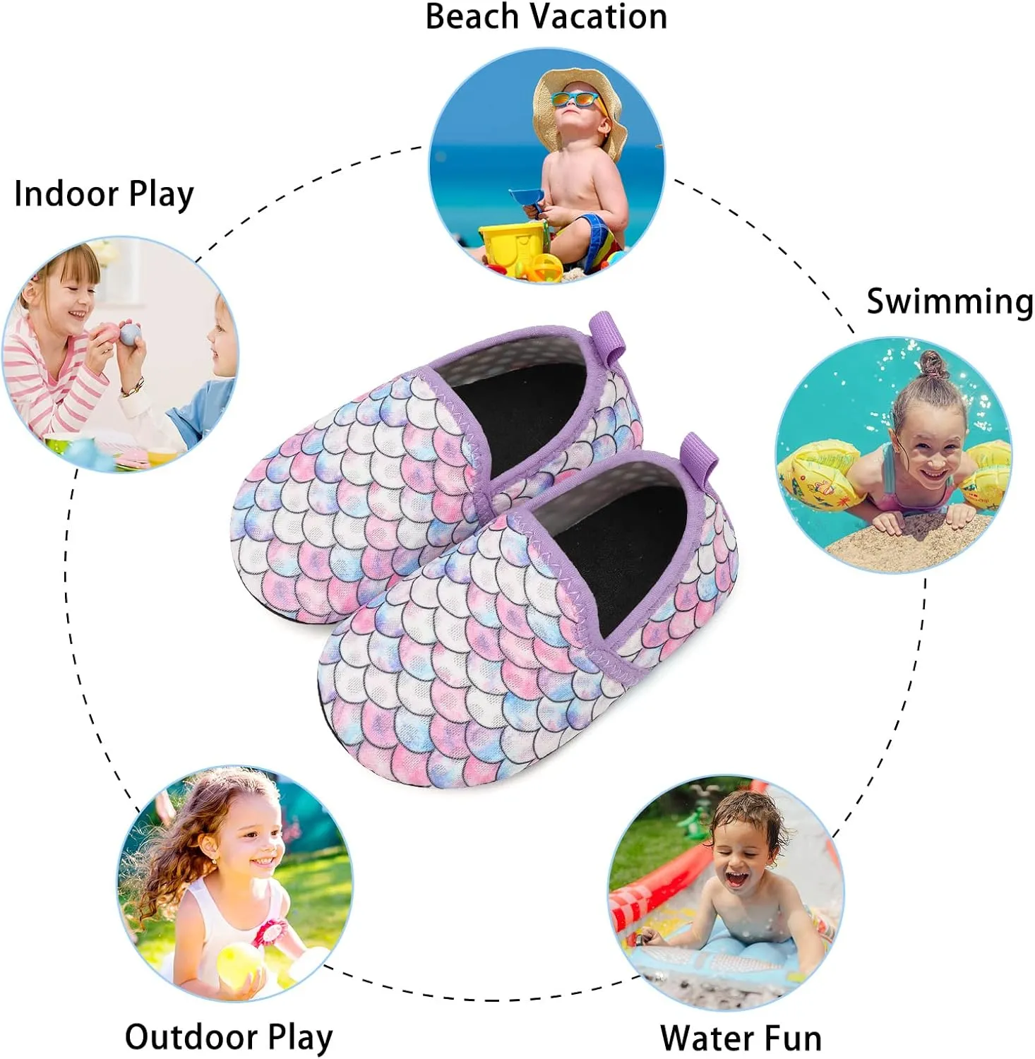 Lefflow Toddler Water Shoes Kids Quick Dry Beach Swim Socks Shoes Baby Non Slip House Slippers