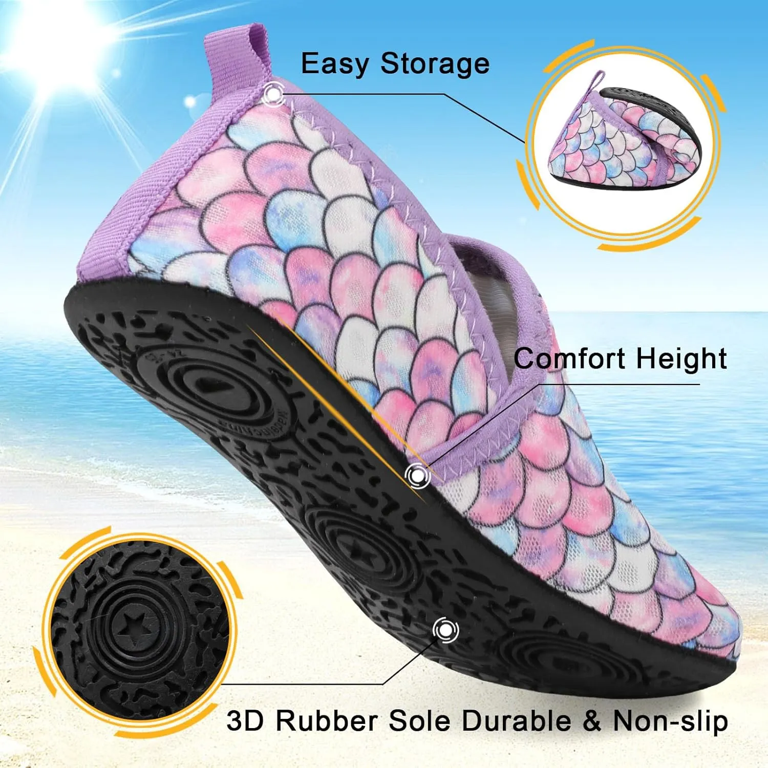 Lefflow Toddler Water Shoes Kids Quick Dry Beach Swim Socks Shoes Baby Non Slip House Slippers