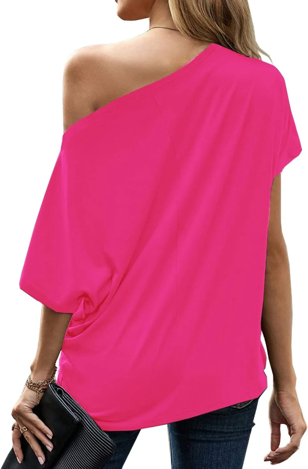 LEIYEE Womens Off Shoulder Tops Summer Casual Short Sleeve Front Twist Knot T Shirts Blouses
