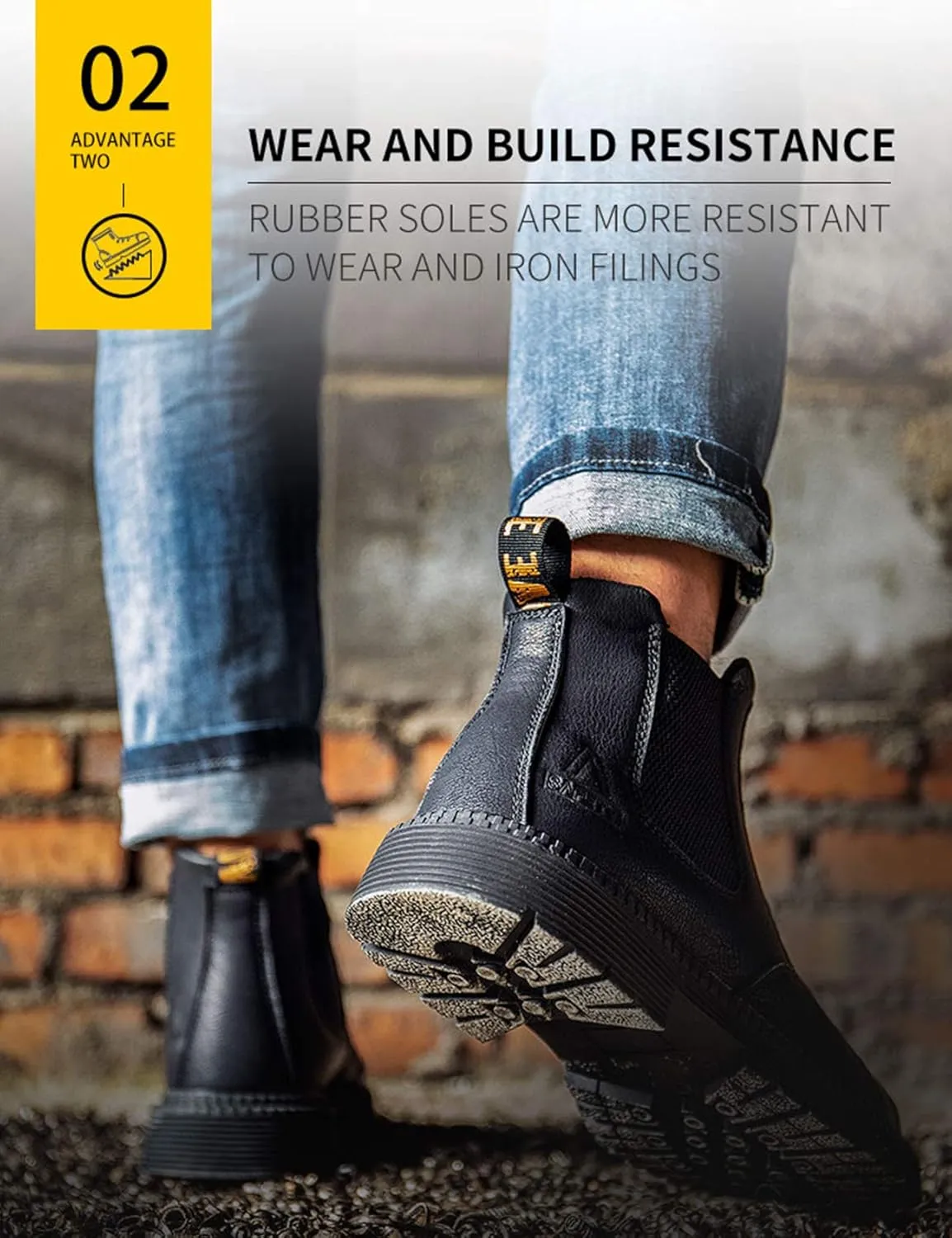 Letuwj Men's Steel Toe Work Boots Slip On Breathable Quick Dry Safety Leather Indestructible Work Safety Shoes