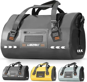 LIBZAKI Waterproof Rolltop Duffel Bag-Heavy Duty Dry Bag for Motorcycle Camping & Boating, Military-Grade Seams & Quick-Release Buckles 70L Black