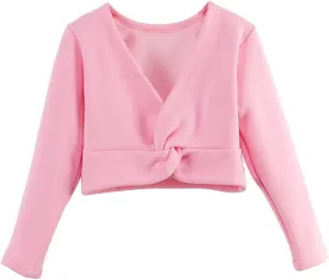 Lisianthus Girls' Classic Thick Ballet Long Sleeve Wrap Top Coats