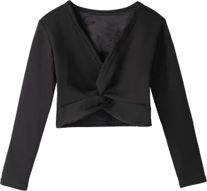 Lisianthus Girls' Classic Thick Ballet Long Sleeve Wrap Top Coats