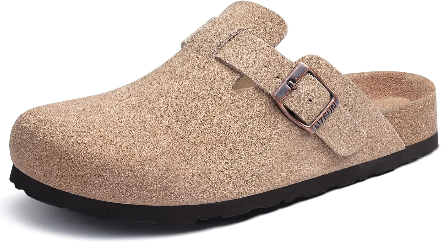 Litfun Women's Genuine Suede Clogs Soft Footbed Leather Potato Shoes Comfort Slip On Clogs with Arch Support