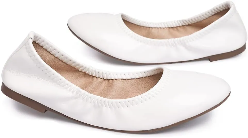 LM Women's Ballet Flats Round Toe Slip On Flats Shoes Casual Dress Shoes Foldable Portable Travel Ballet Flat