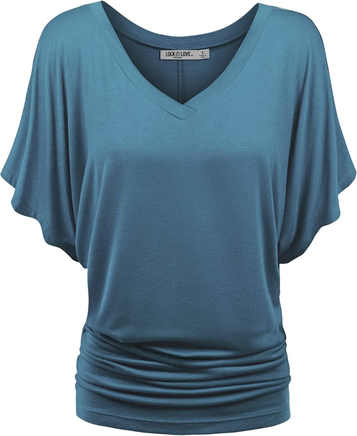 Lock and Love Women's Versatile Casual Short Sleeve Dolman Top – Loose Fit Boat Neck & V-Neck T-Shirt