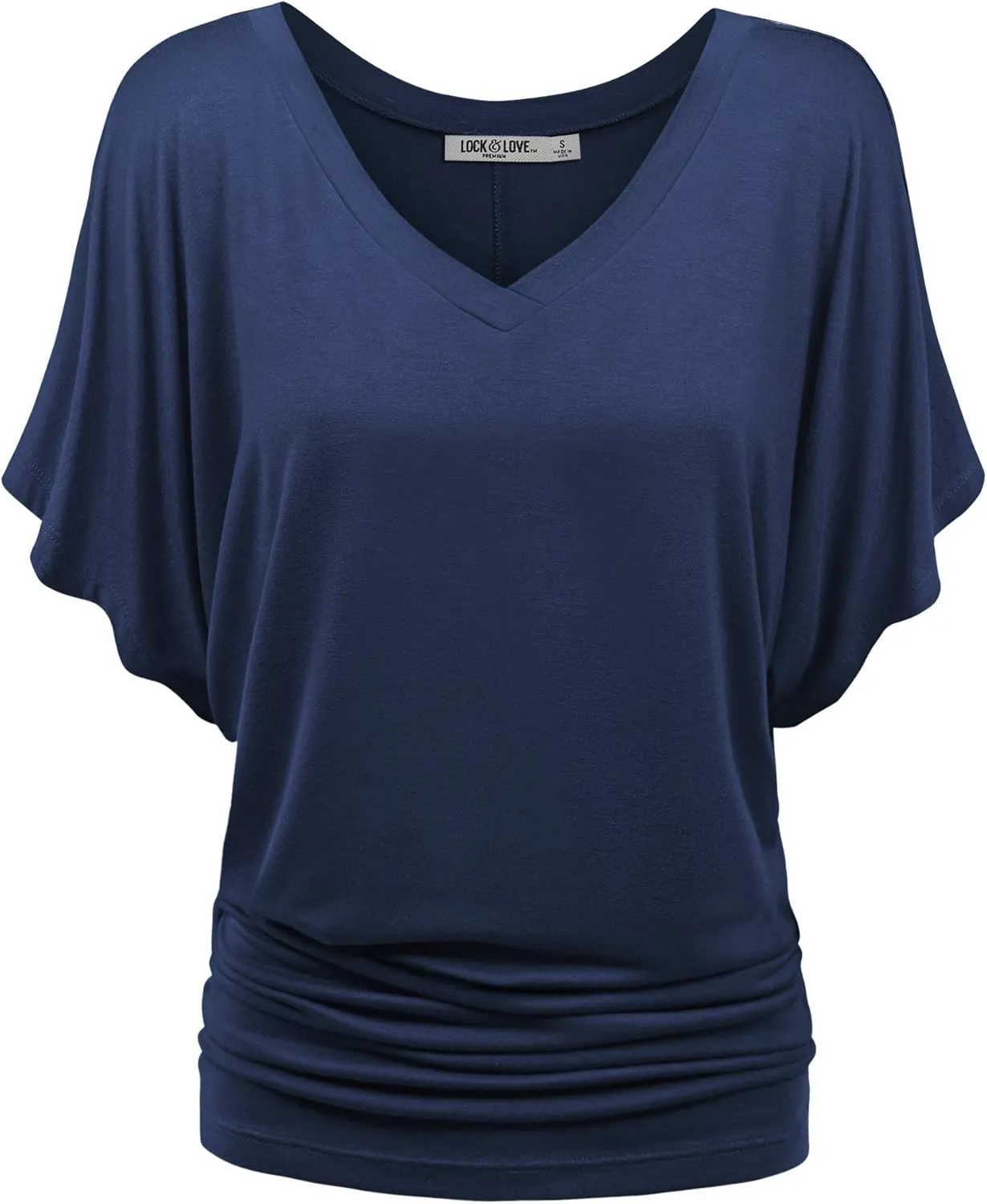 Lock and Love Women's Versatile Casual Short Sleeve Dolman Top – Loose Fit Boat Neck & V-Neck T-Shirt