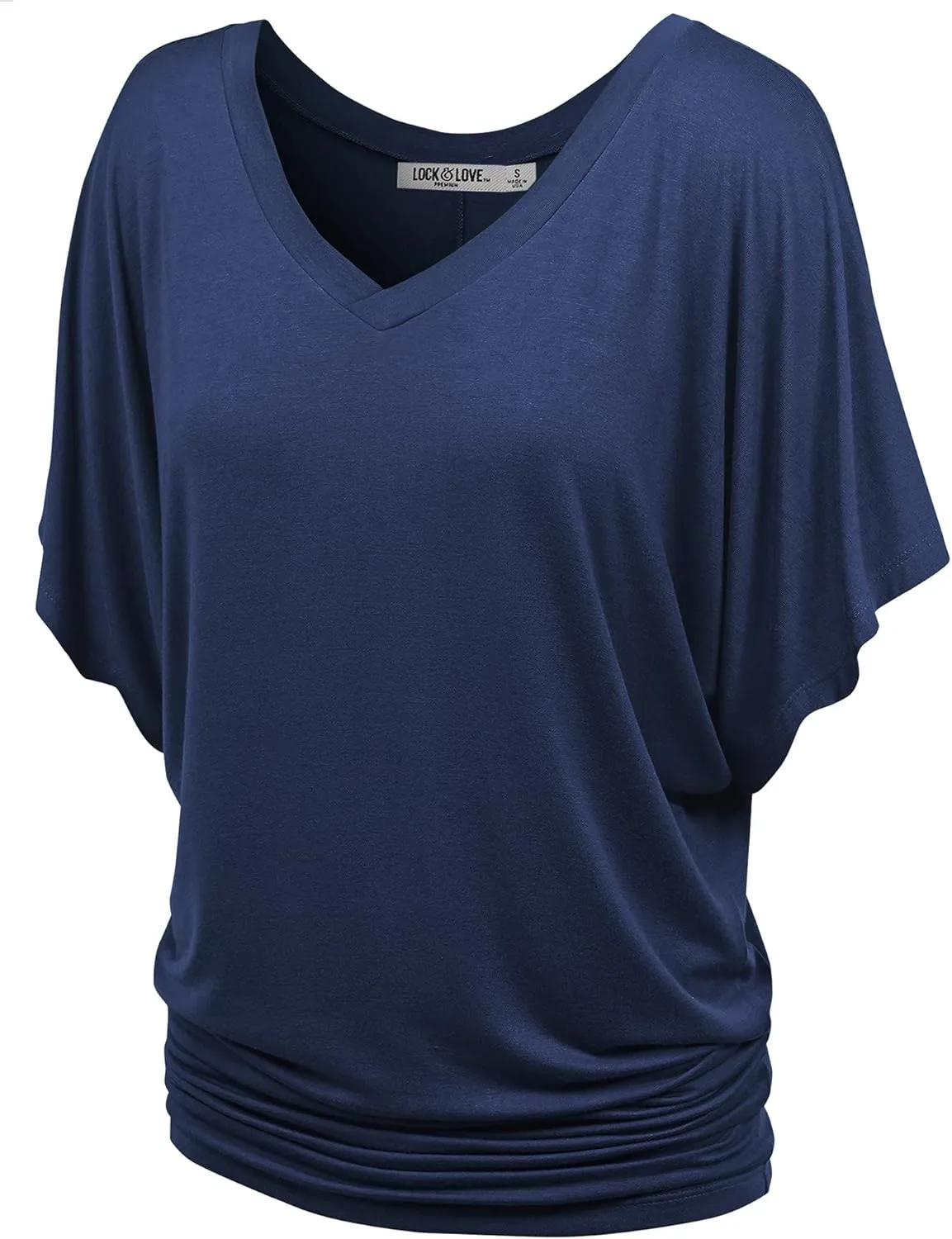 Lock and Love Women's Versatile Casual Short Sleeve Dolman Top – Loose Fit Boat Neck & V-Neck T-Shirt