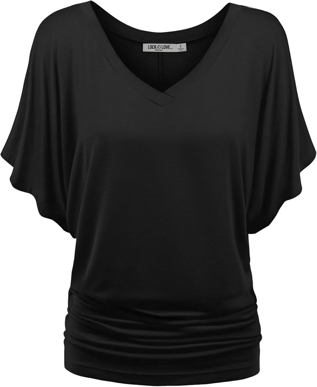 Lock and Love Women's Versatile Casual Short Sleeve Dolman Top – Loose Fit Boat Neck & V-Neck T-Shirt