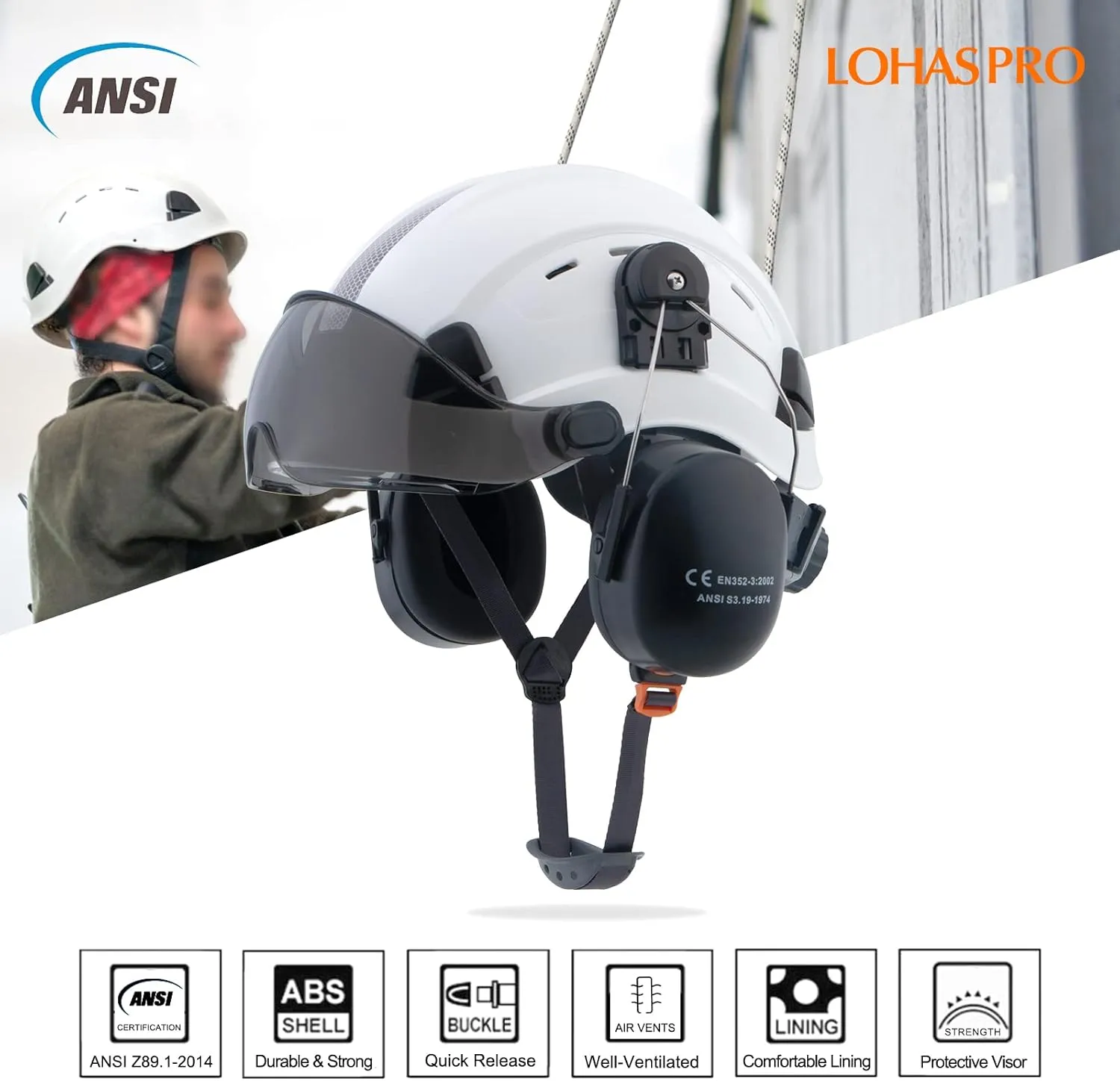 LOHASPRO Hard Hat Safety Helmet Arborist Forestry Helmet Garden Tree Cutting Logging Wood Chopping Chainsaw Work Construction Hardhat