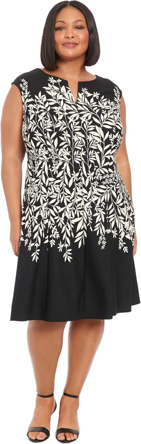 London Times Fit-and-Flare Summer V-Neck Bridal Shower, Wedding Guest, Casual Work Dresses for Women