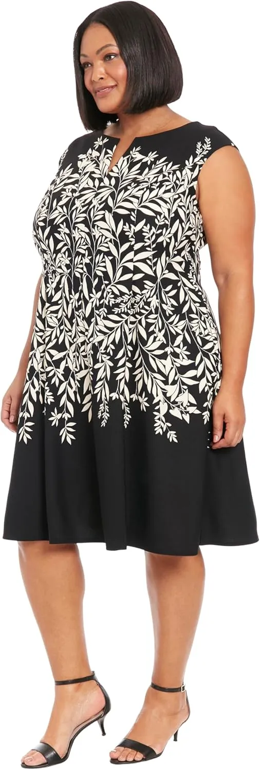 London Times Fit-and-Flare Summer V-Neck Bridal Shower, Wedding Guest, Casual Work Dresses for Women