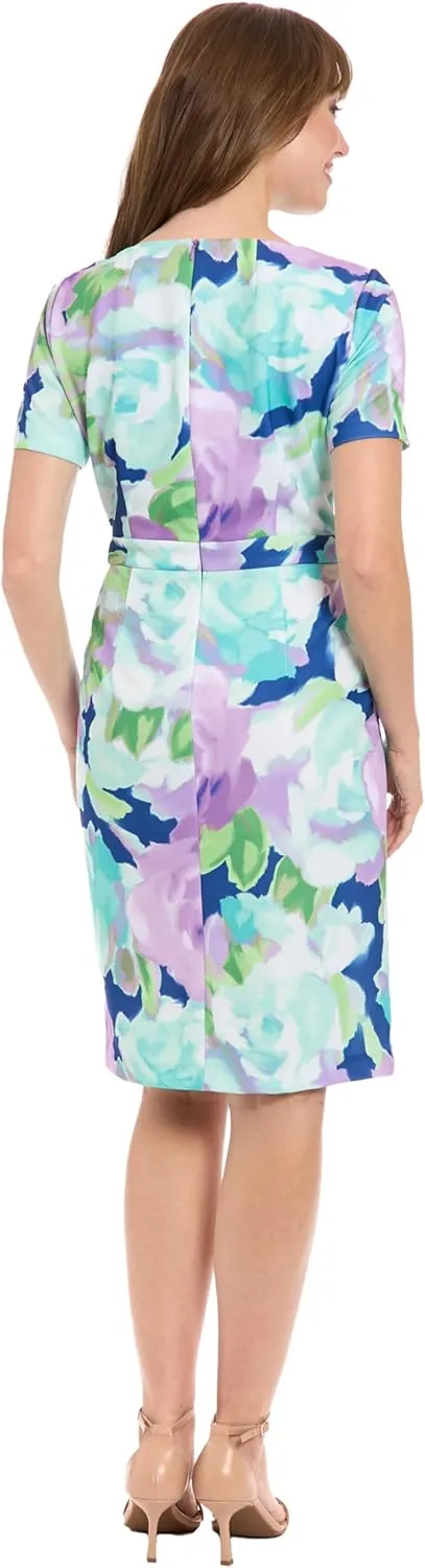 London Times Women's Polished Sheath Dress with Bow Detail Career Office Event Occasion Guest of