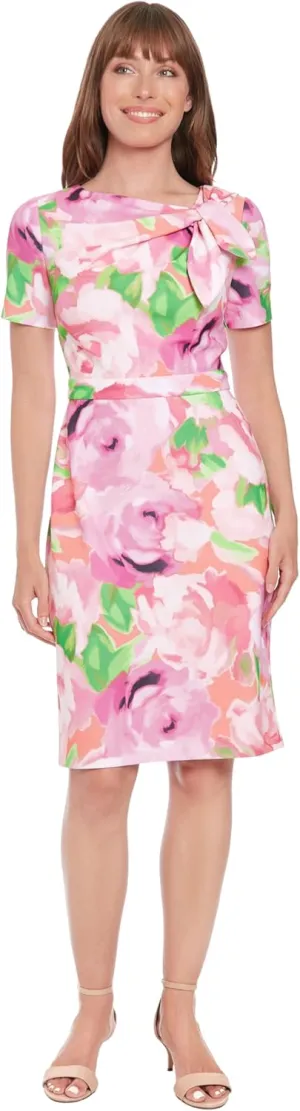 London Times Women's Polished Sheath Dress with Bow Detail Career Office Event Occasion Guest of