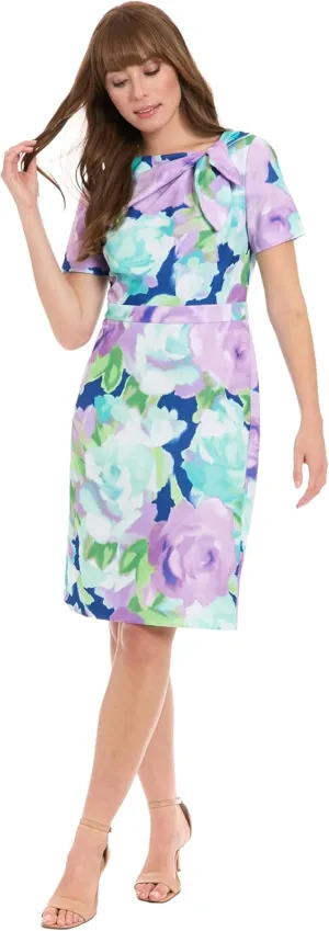 London Times Women's Polished Sheath Dress with Bow Detail Career Office Event Occasion Guest of