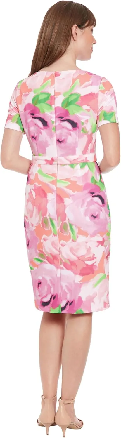 London Times Women's Polished Sheath Dress with Bow Detail Career Office Event Occasion Guest of