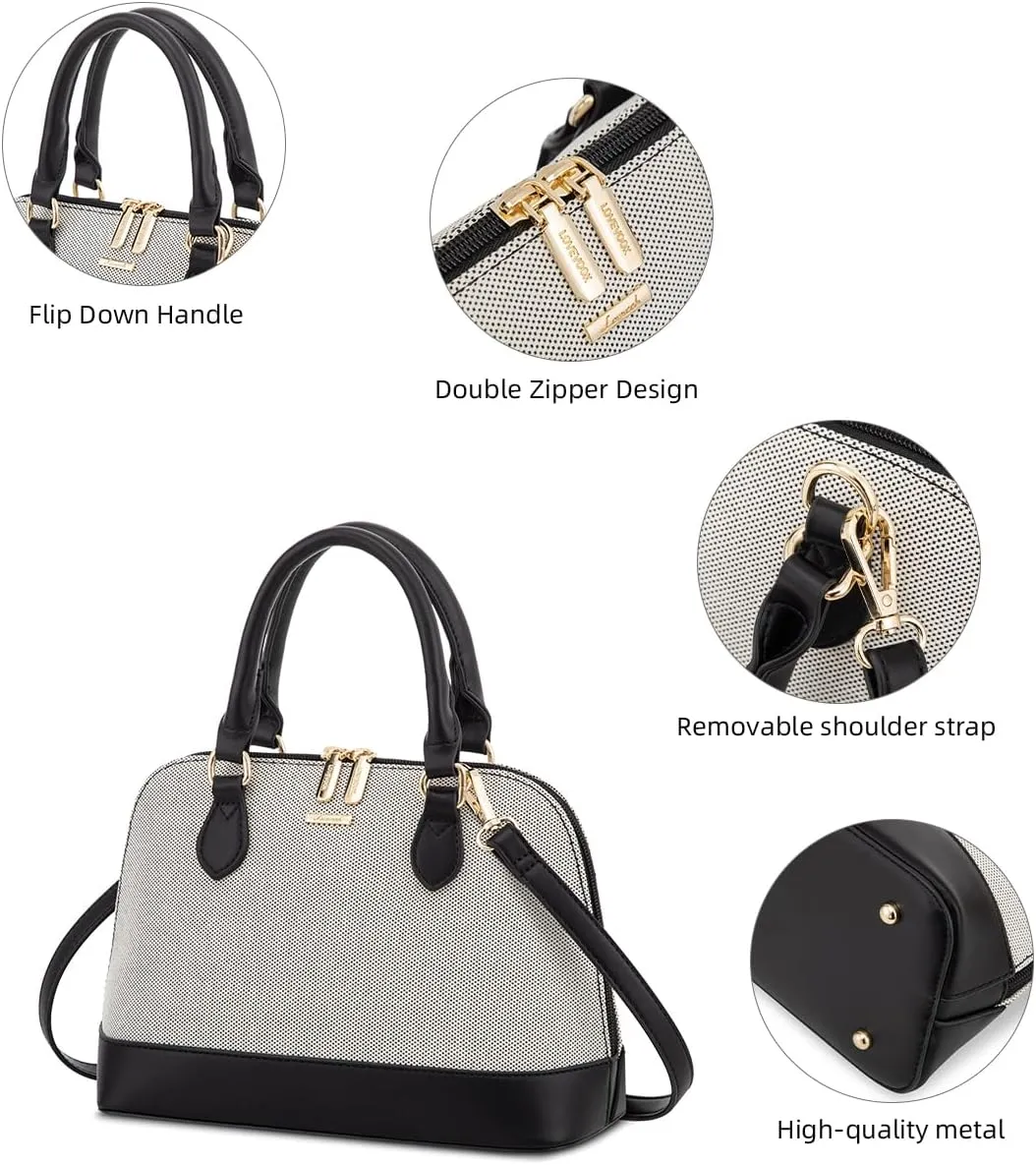 LOVEVOOK Purse for Women Small Crossbody Bags Classic Double Zip Top Handle Dome Satchel Bag