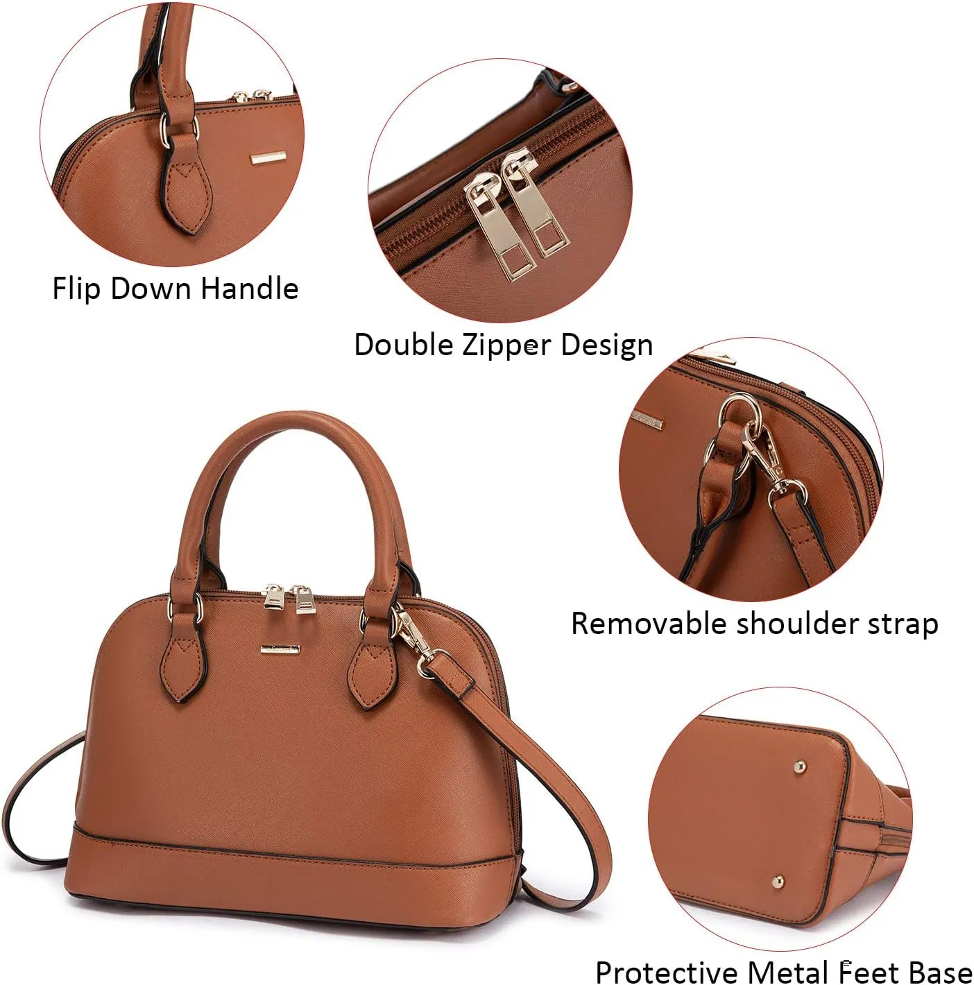 LOVEVOOK Purse for Women Small Crossbody Bags Classic Double Zip Top Handle Dome Satchel Bag