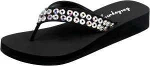Low-Platform Flip Flops with Soft EVA Sole, 1.18" Heel & 0.59" Toe, Sparkling & Iridescent Rhinestone Design – Lightweight, Comfortable, Stylish for Indoor & Outdoor Wear