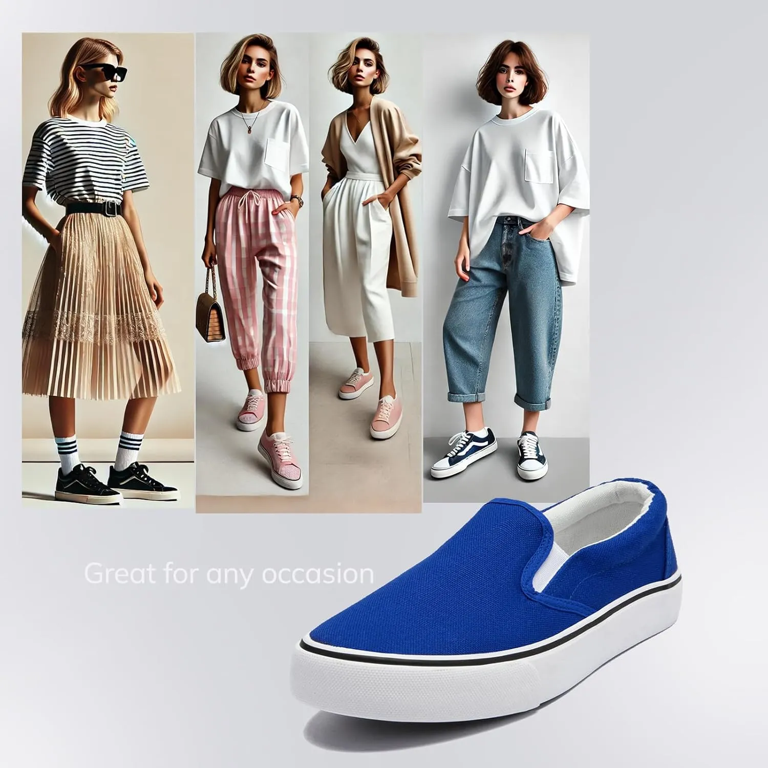 Low-Top Slip Ons Women's Fashion Sneakers Casual Canvas Sneakers for Women Comfortable Flats Breathable Padded Insole Slip on Sneakers Women Low Slip on Shoes