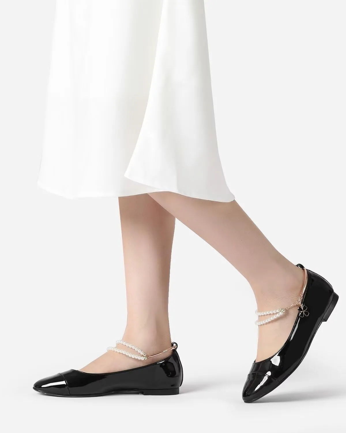 Lryweisy Women's Flats Two-Tone Mary Jane with Buckle Strap Comfortable Dressy Shoes