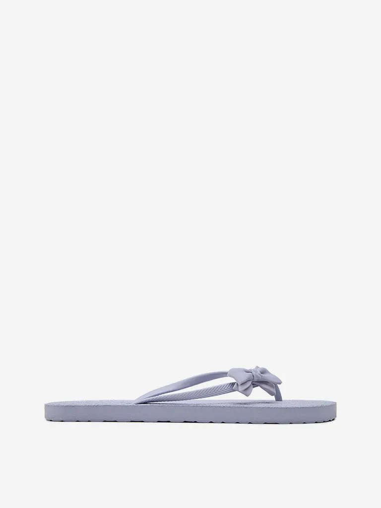 LUNA BLU Dusty Blue Bow-Detailed Flip-Flop