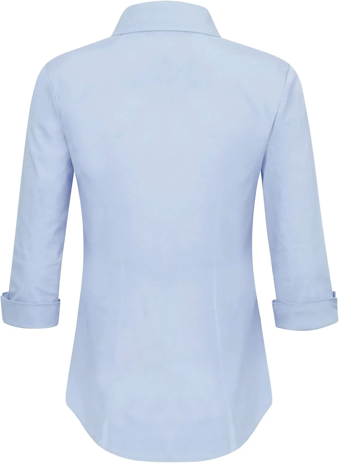 Made By Johnny MBJ Women's Solide 3/4 Sleeve Stretchy Button Down Collared Office Formal Casua Blouse (S~3XL)