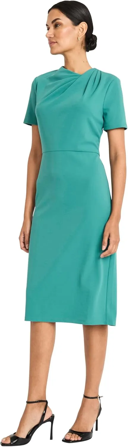 Maggy London Chic Asymmetric Crew Neck Short Sleeve Below The Knee Womens Dresses