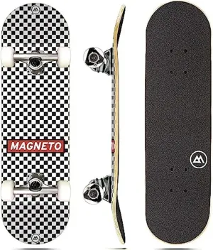 Magneto Complete Skateboard | 6-Layer Canadian Maple Double Kick Concave Deck | Beginners, and Teens