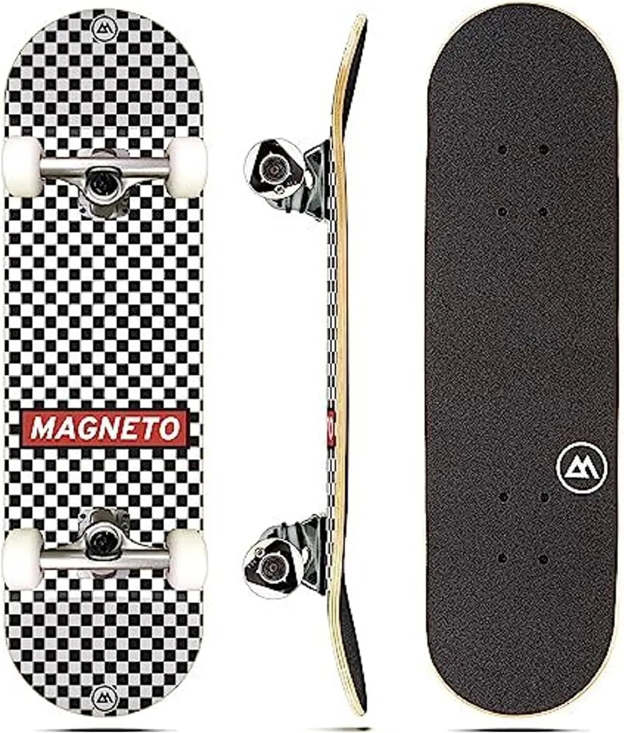Magneto Complete Skateboard | 6-Layer Canadian Maple Double Kick Concave Deck | Beginners, and Teens