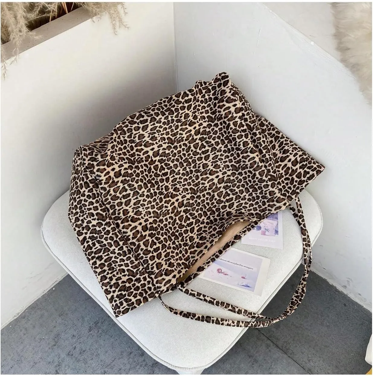 MakeMeChic Women's Leopard Tote Bag Cheetah Oversize Shoulder Bag Weekender Bag