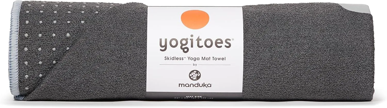 Manduka Yogitoes Yoga Towel – Rubber Grip Dots Non-Slip Bottom, Quick Dry Fitness Towel for Hot Yoga, Pilates, Exercise