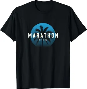 Marathon FL Vintage Palm Tree Beach Design T-Shirt