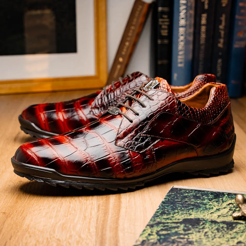 Marco Di Milano Vulcan in Rustic Cognac Alligator Sneakers