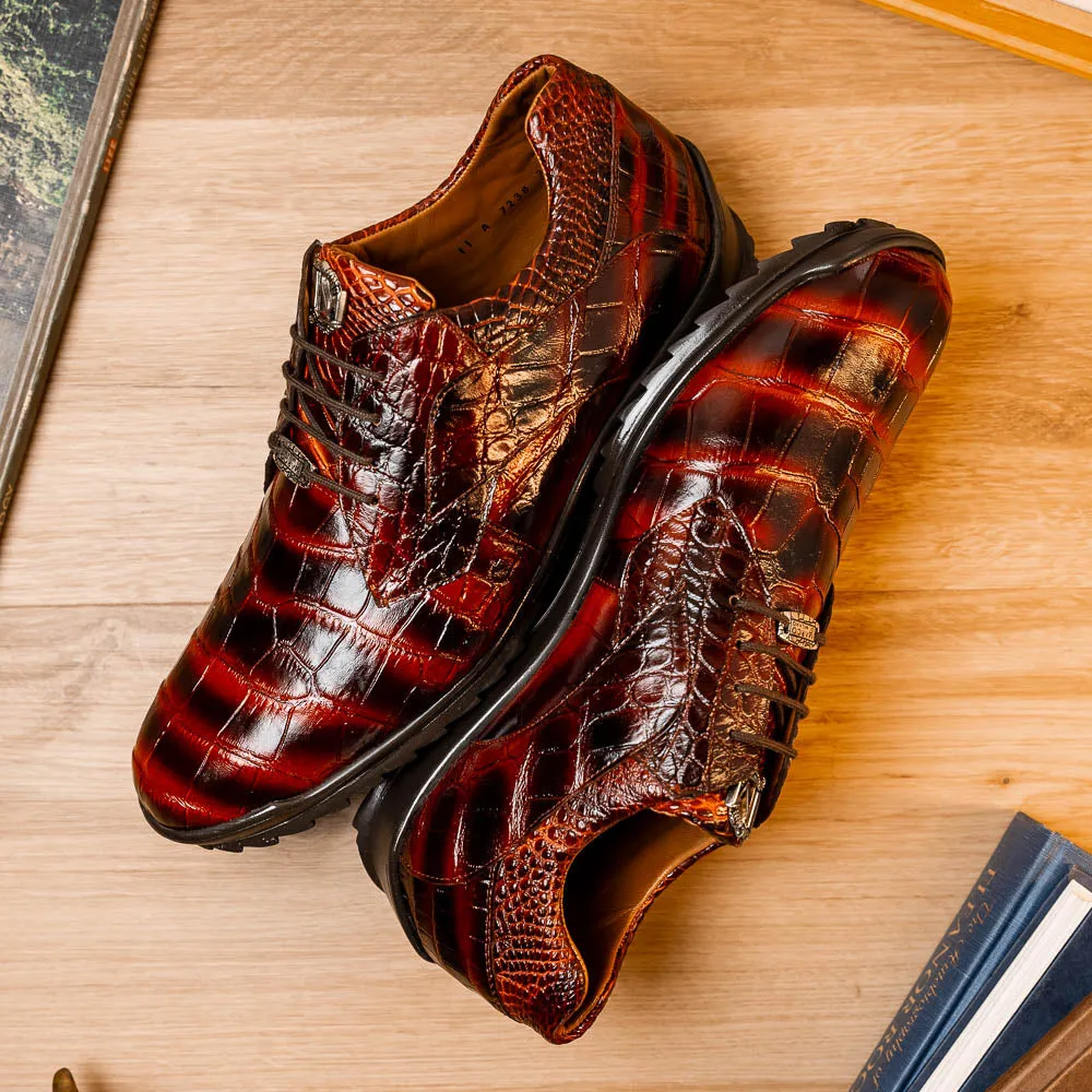 Marco Di Milano Vulcan in Rustic Cognac Alligator Sneakers
